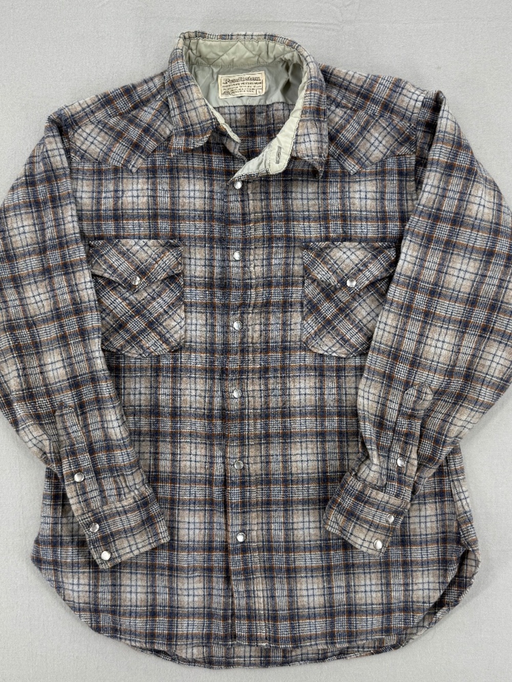 Vintage 70s 80s Pendleton Western 100% Wool Plaid Pearl Snap Flannel Shirt Men L